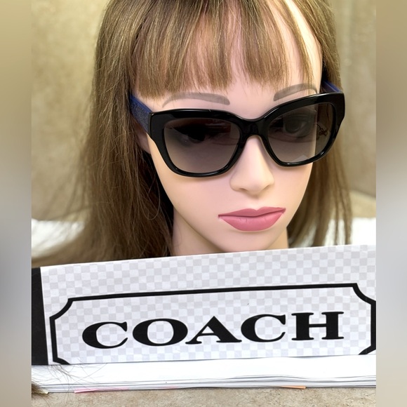 New Coach HC8139 L110 Black w/blue temples Sunglasses - Picture 2 of 13